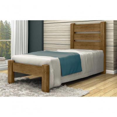 Cama De Solteiro Maiorca De Madeira Maciça Angelim Pedra/tauari - Cor Imbuia