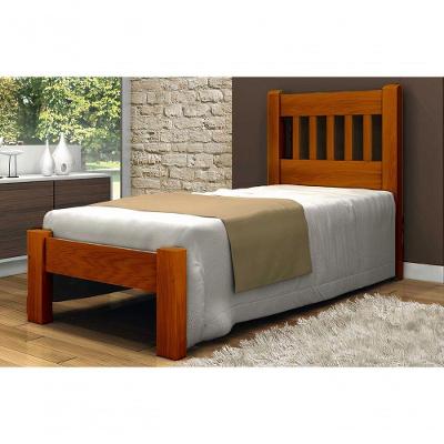 Cama De Solteiro Pérola De Madeira Maciça Angelim Pedra/tauari - Cor Mel