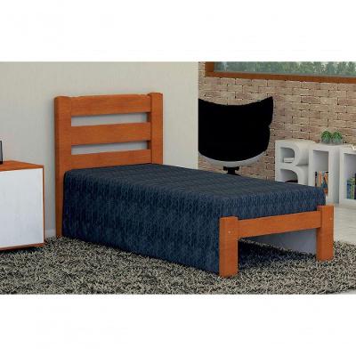 Cama De Solteiro Luna De Madeira Maciça Angelim Pedra/tauari - Cor Mel