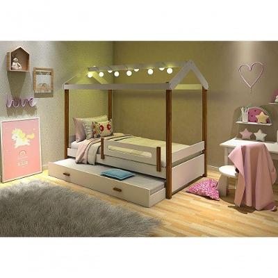 Cama Casa Branco Com Cordão De Luzes Led E Cama Auxiliar