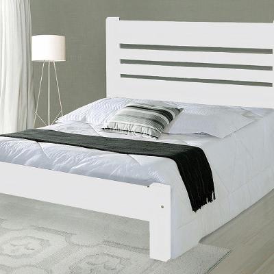 Cama de Casal Moscou de Madeira Maciça Angelim Branco
