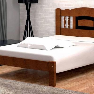 Cama Queen Size Atenas de Madeira Maciça Angelim Castanho Preto