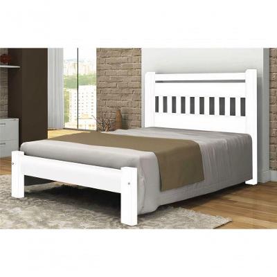 Cama Queen Size Mônaco de Madeira Maciça Angelim Pedra Tauari Branco