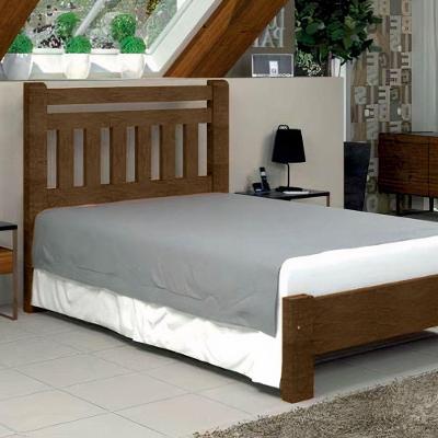 Cama de Casal Tokio de Madeira Maciça Angelim Imbuia
