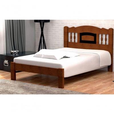 Cama Queen Size Atenas de Madeira Maciça Angelim Pedra Tauari Castanho Preto