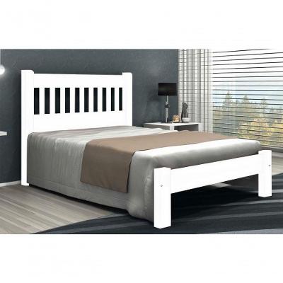 Cama de Casal Lisboa de Madeira Maciça Angelim Pedra Tauari Branco
