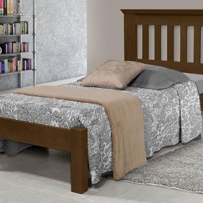 Cama de Solteiro Texas de Madeira Maciça Tauari Castanho