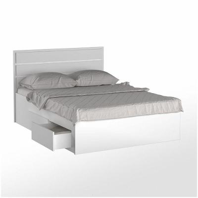 Cama de Casal com Cabeceira 147cm 4 Gavetas Branco Mpozenato