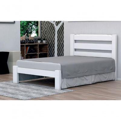 Cama de Casal Londres de Madeira Maciça Angelim Pedra Tauari Branco