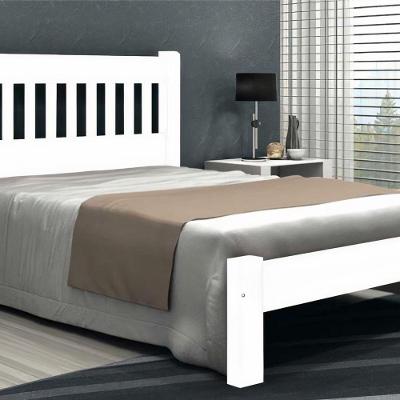 Cama Queen Size Lisboa de Madeira Maciça Angelim Branco