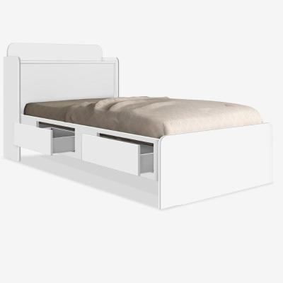Cama Solteiro Tamires Baú Branco Com Gavetas Com Colchão