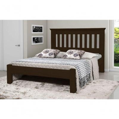 Cama de Casal Texas de Madeira Maciça Tauari Tabaco