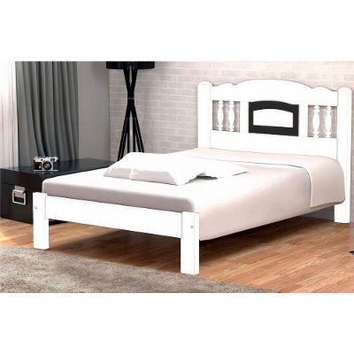 Cama Queen Size Atenas de Madeira Maciça Angelim Pedra Tauari Branco Preto