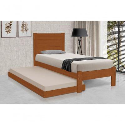 Cama de Solteiro Lara c/ Cama Auxiliar Madeira Maciça Pinus