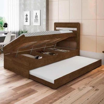Cama Solteiro Malbec Off White Com Auxiliar