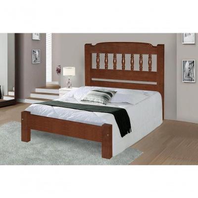 Cama de Casal Viena de Madeira Maciça Angelim Pedra Tauari Castanho