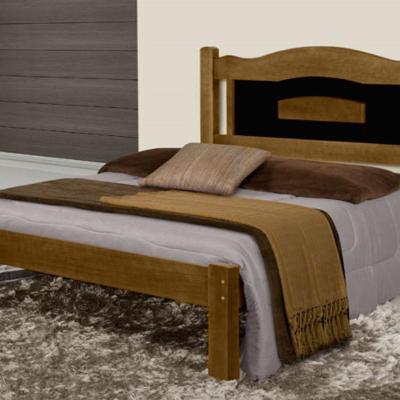 Cama de Casal Paris de Madeira Maciça Tauari Imbuia/Preto
