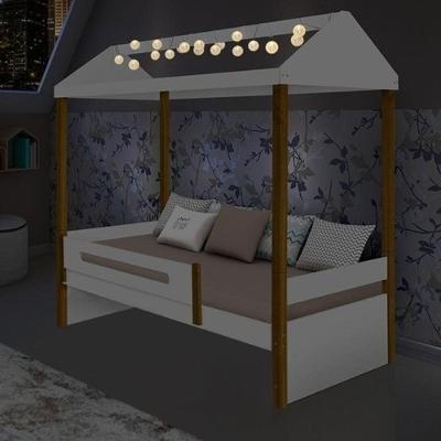 Cama Solteiro Branco Mel Com Led E Colchão