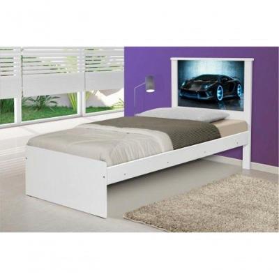 Cama Solteiro Carro Sport Raio Azul Com Colchão