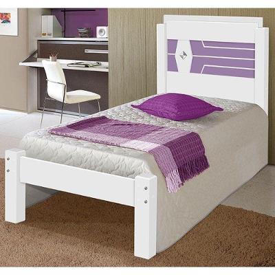 Cama Livia Solteiro Branco/lilas - Carmolar