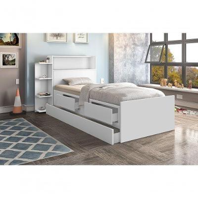 Cama Isa Solteiro 0,88cm C/ Cama Auxiliar Branco C/ Colchões