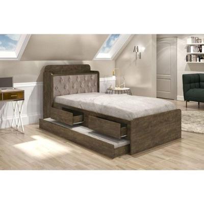 Cama Solteiro 0.88cm C/ Auxiliar Castanho Bege 2 Colchões