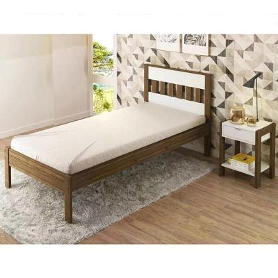 Cama Solteiro Cm8006 E Mesa De Cabeceira Az1016 Qt5 Nogal Branco Tecno Mobili Nogal Branco
