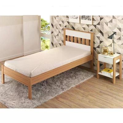 Cama Solteiro Cm8006 E Mesa De Cabeceira Az1016 Qt5 Amendoa Branco Tecno Mobili Amendoa Branco