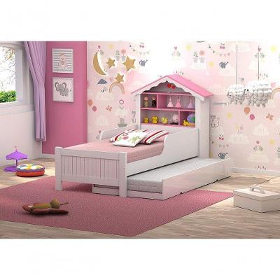 Cama Casinha De Boneca C/Cama Auxiliar E Colchões Rosa