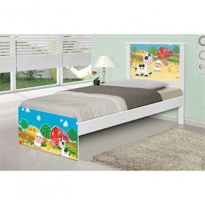 Cama Solteiro Adesivada Fazendinha Colorida