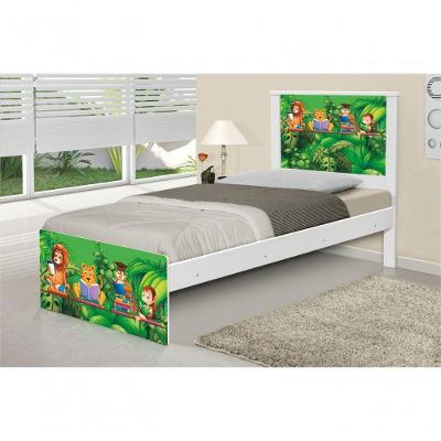 Cama Solteiro Adesivada Safari Com Colchão