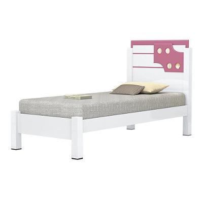 Cama De Solteiro Luíza 0,90 Branco Com Rosa - Vitamov