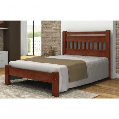 Cama Queen Size Mônaco de Madeira Maciça Angelim Pedra Tauari Castanho