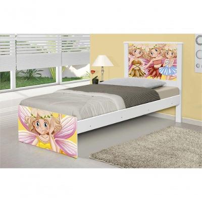 Cama Solteiro Adesivada Fadinhas Coloridas Com Colchão