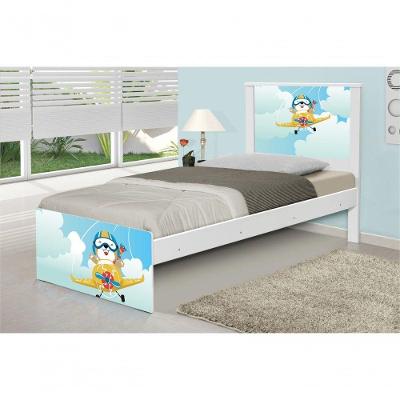 Cama Solteiro Adesivada Ursinho Patrulheiro Com Colchão
