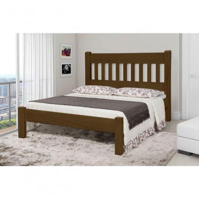 Cama de Casal Imperial de Madeira Maciça Tauari Castanho