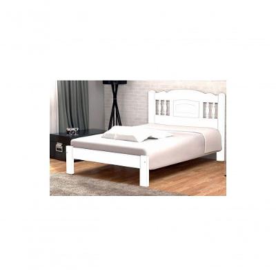 Cama de Casal Atenas de Madeira Maciça Angelim Pedra Tauari Branco