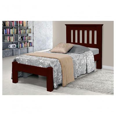 Cama de Solteiro Texas de Madeira Maciça Tauari Mogno
