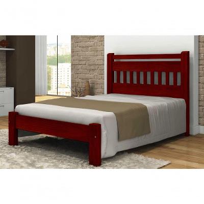 Cama Queen Size Mônaco de Madeira Maciça Angelim Pedra Tauari Mogno