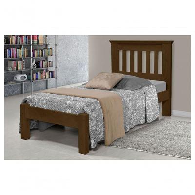 Cama de Solteiro Texas de Madeira Maciça Tauari Castanho