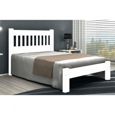 Cama Queen Size Lisboa de Madeira Maciça Angelim Pedra Tauari Branco