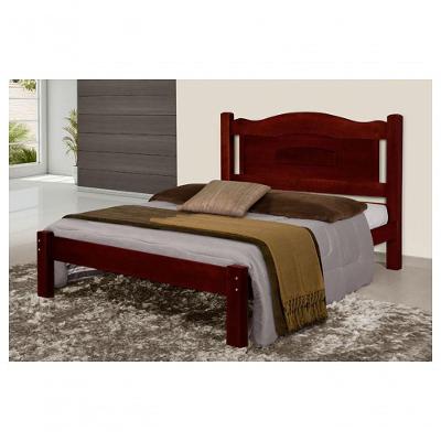 Cama de Casal Paris de Madeira Maciça Tauari Mogno