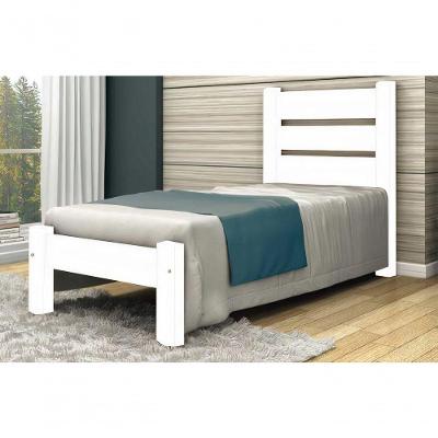 Cama de Solteiro Berlim de Madeira Maciça Angelim Pedra Tauari Branco