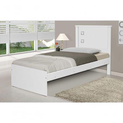 Cama Solteiro Branca Com Colchão