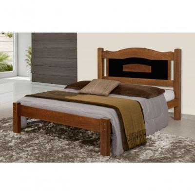 Cama Queen Size Paris de Madeira Maciça Tauari Castanho Preto