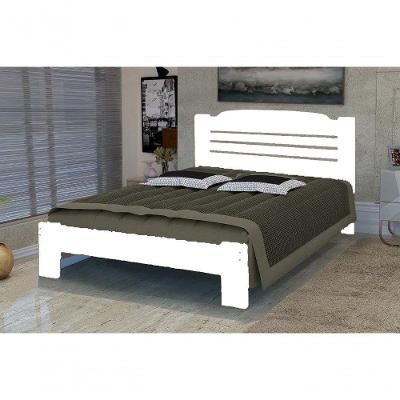 Cama De Casal Valência De Madeira Angelim Branco