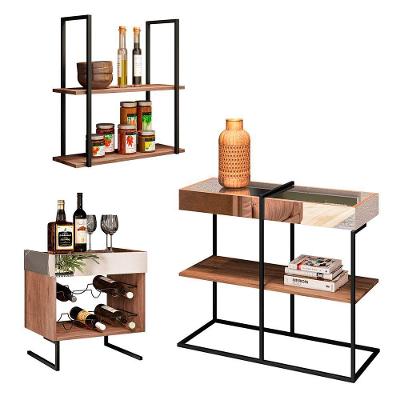 Conjunto Sala De Estar 3 Peças Estilo Industrial Bp 15mm