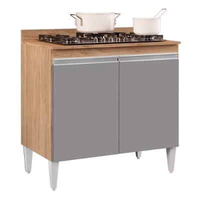 Balcão Para Cooktop 2S Brenda 80Cm Castanho Cinza