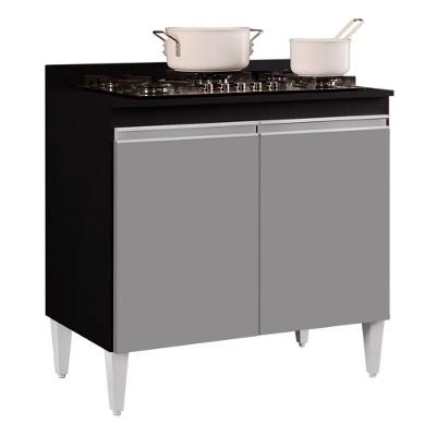 Balcão Para Cooktop 2S Brenda 80Cm Preto Cinza
