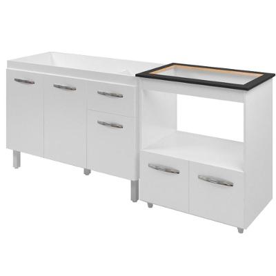 Balcao Cooktop 4 Bocas E Pia 120cm Branco Mobbs Branco